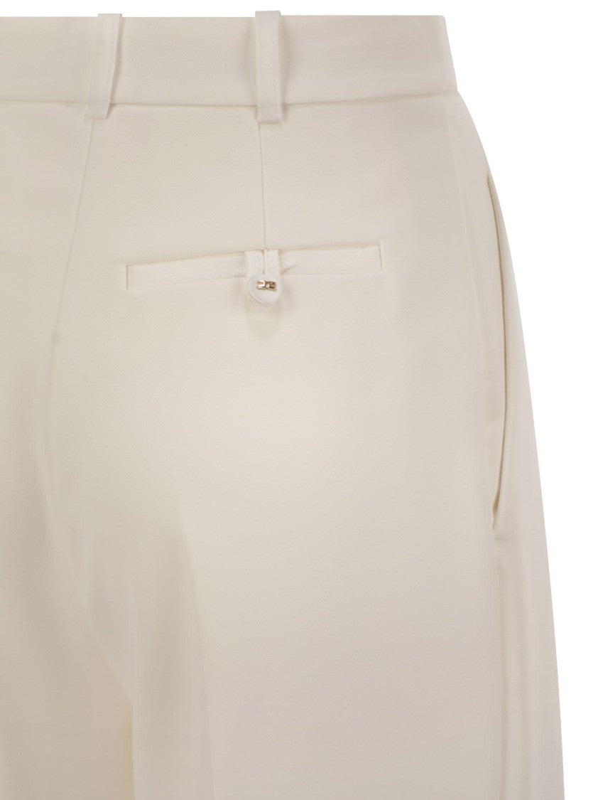 Elisabetta Franchi Crepe Trousers With Satin Details