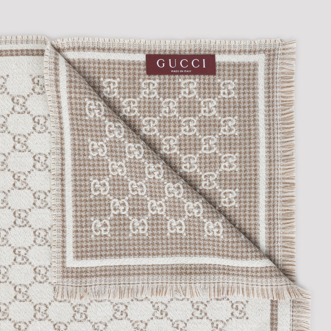 Gucci Rectangular Scarf With Houndstooth And Double-G Pattern