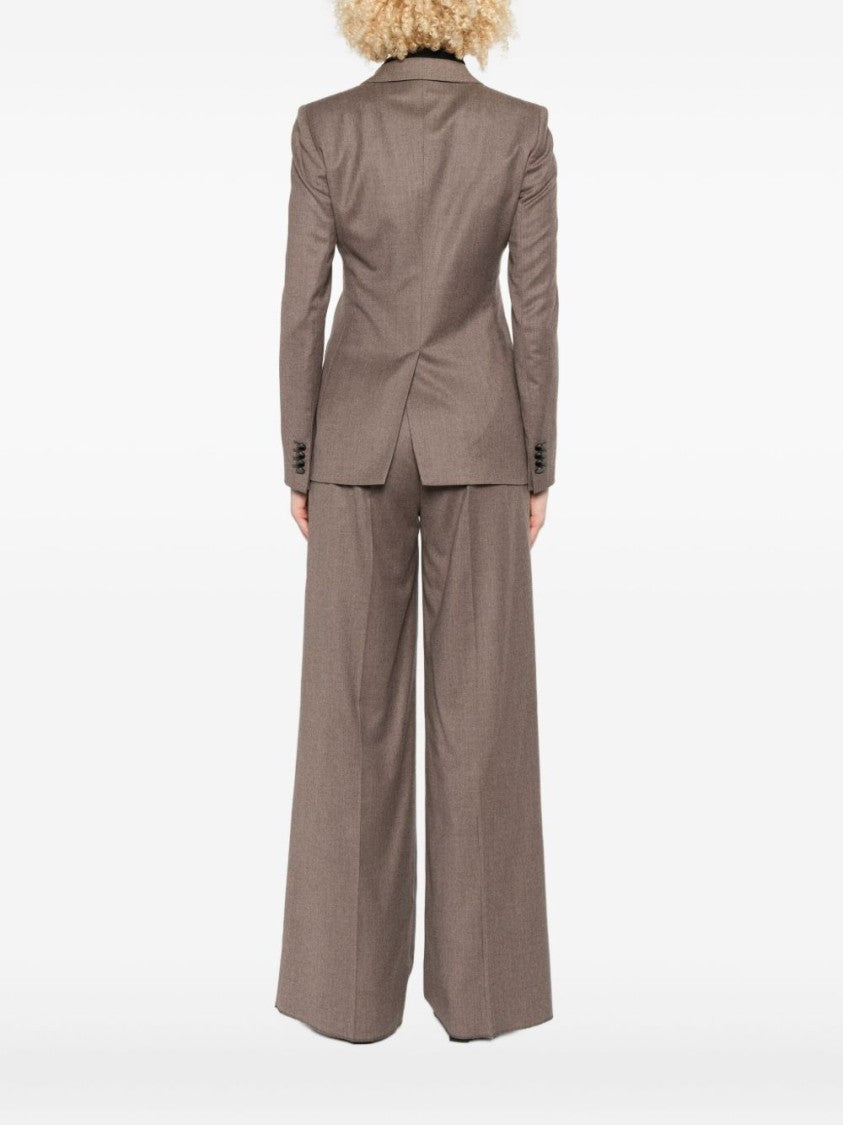 Tagliatore Brown Wool-Silk Blend Tailored Jacket