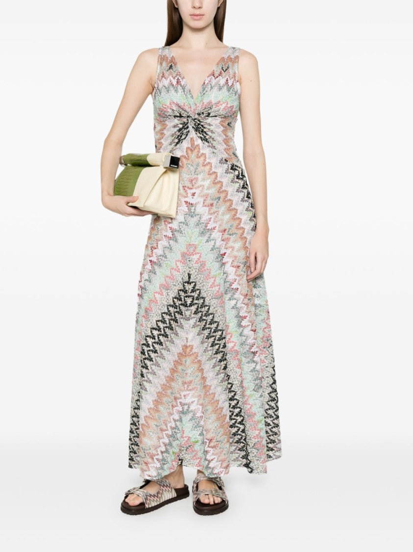 Missoni Zigzag Pattern Maxi Dress With Fitted Bodice