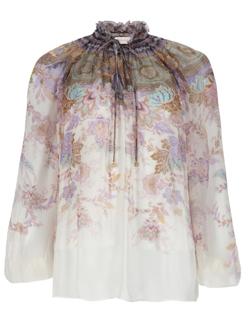 Zimmermann Luna Floral Paisley Semi-Sheer Blouse