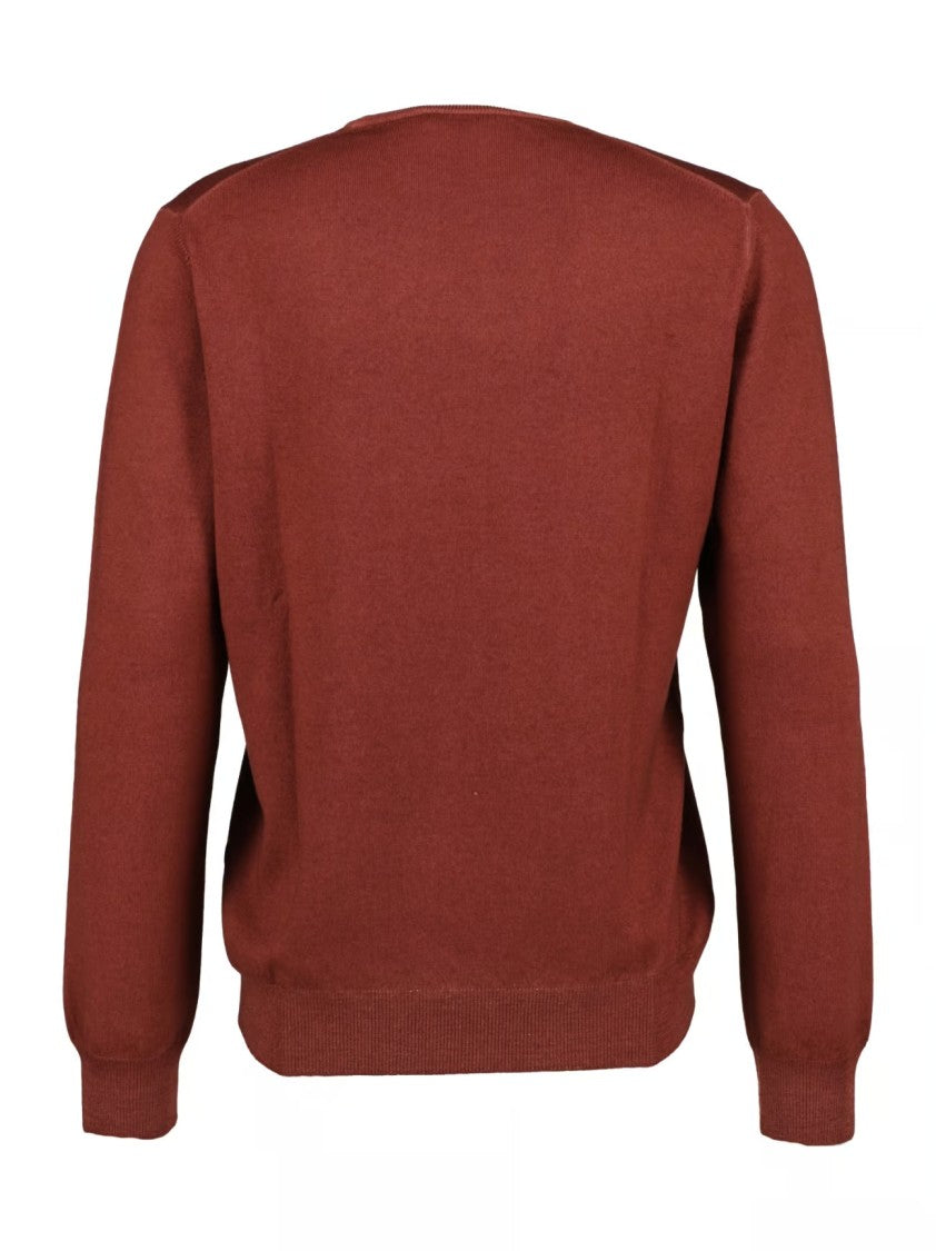 Paolo Fiorillo Capri Long-Sleeve Crew Neck Sweater In Brick Tone