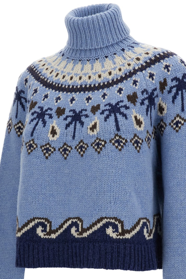 Alanui Light Blue Sweet Winter Virgin Wool Sweater