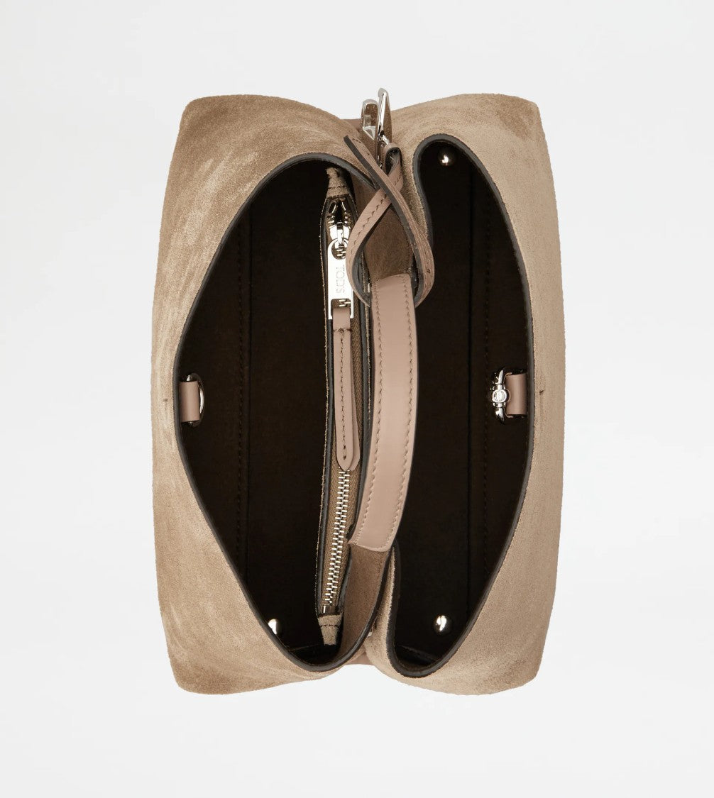 Tod's Structured Suede Shoulder Bag With Embossed Logo