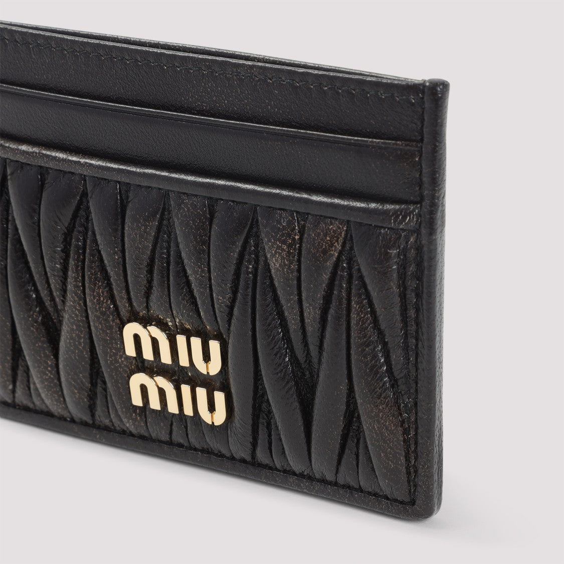 Miu Miu Brown Lamb Leather Credit Card Case