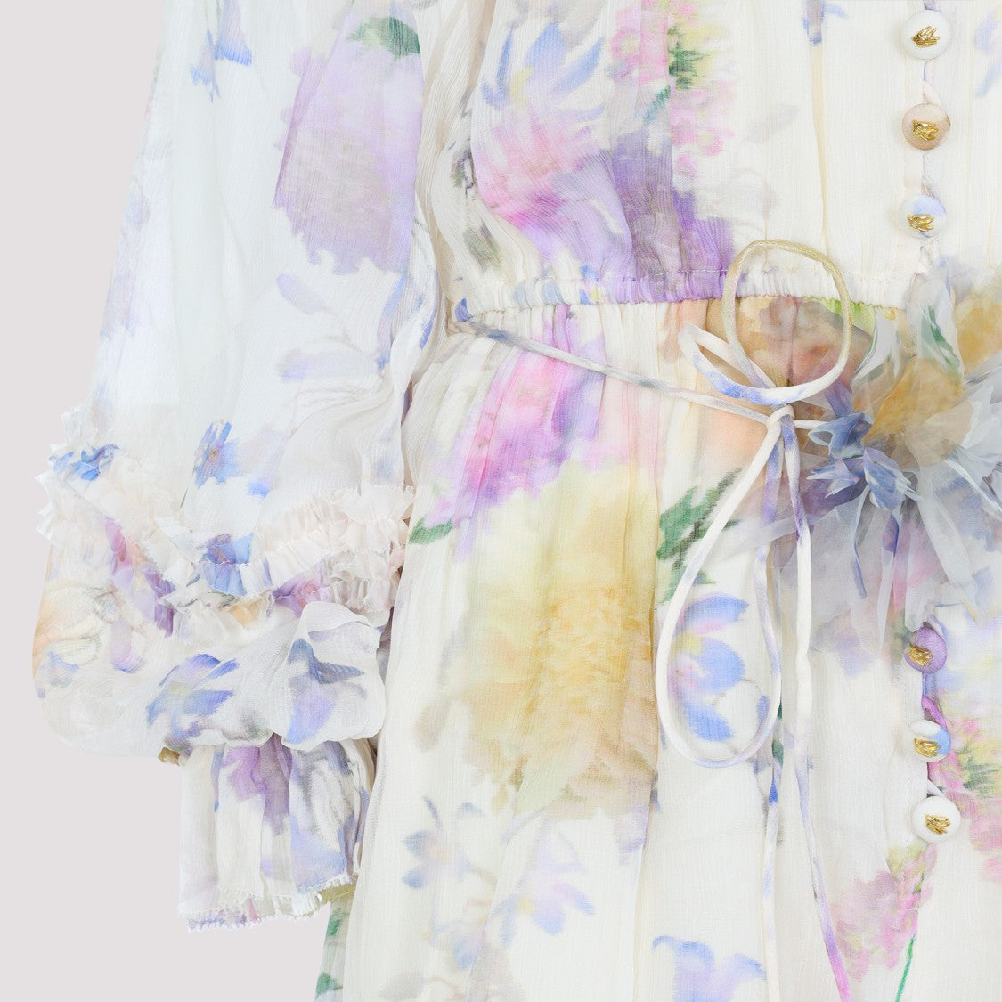 Zimmermann Floral Print Overall With Ruffled Cuffs