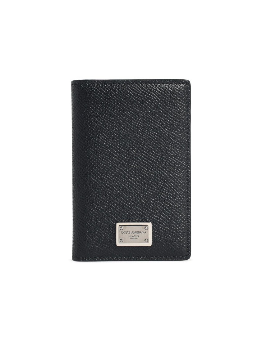 Dolce & Gabbana 'Fold' Black Dauphine Leather Card Holder