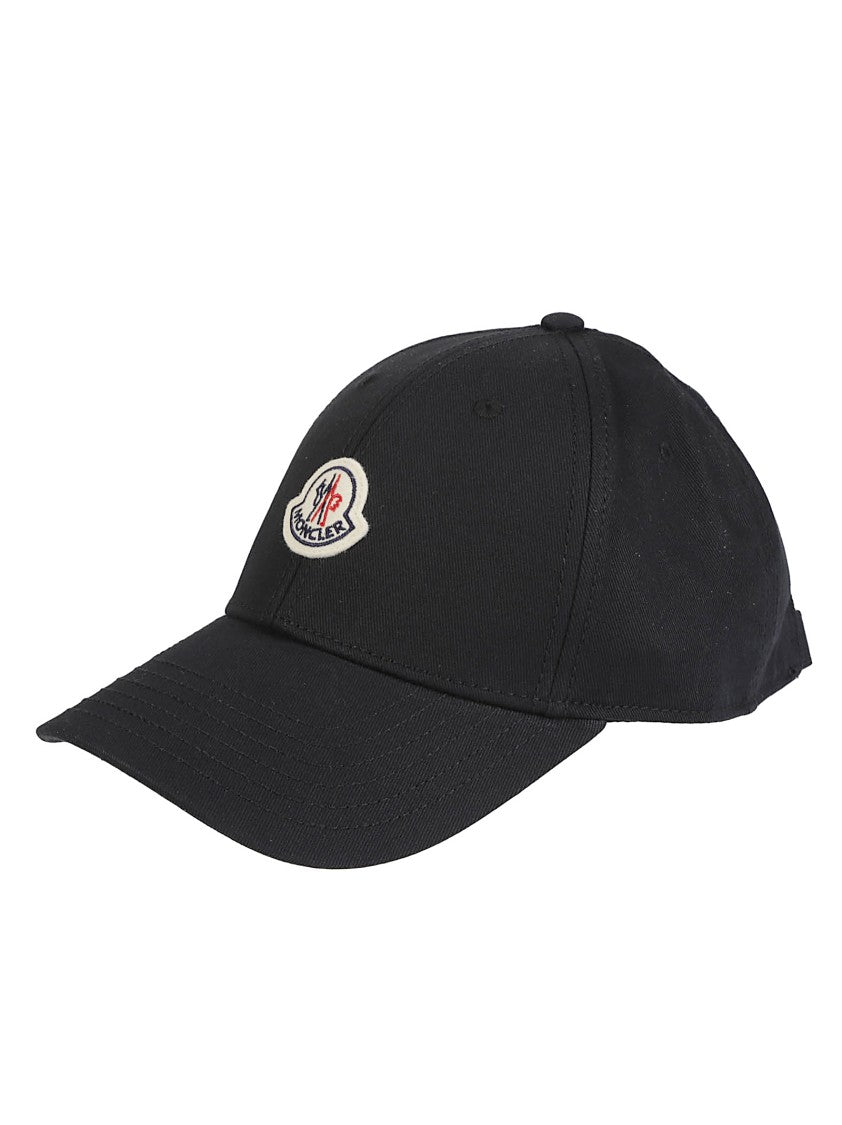 Moncler Structured Black Cotton Embroidered Baseball Cap