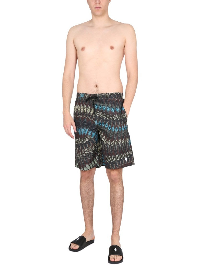 Marcelo Burlon Logo Print Boxer Swimsuit