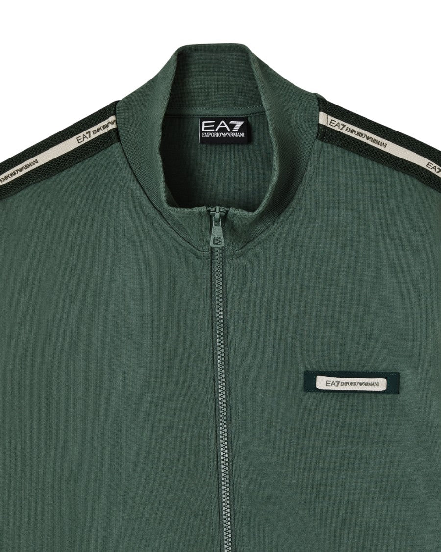 Ea7 Emporio Armani Full-Zip Sweatshirt With Contrasting Stripes