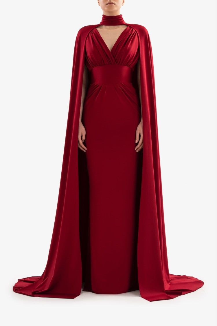 Saiid Kobeisy Jersey Dress With Cape