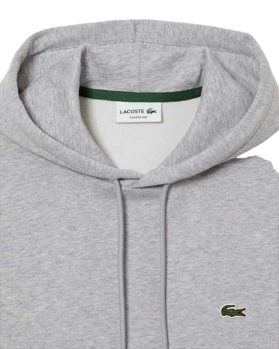Lacoste Grey Pullover Hoodie With Front Kangaroo Pocket