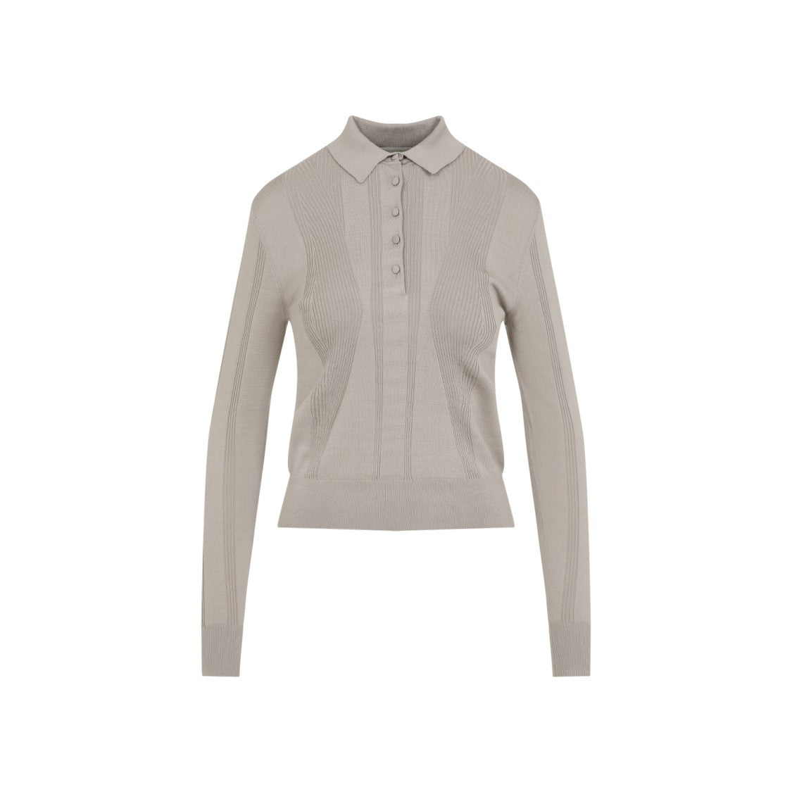 Dries Van Noten Light Grey Knitted Cotton Polo With Classic Collar