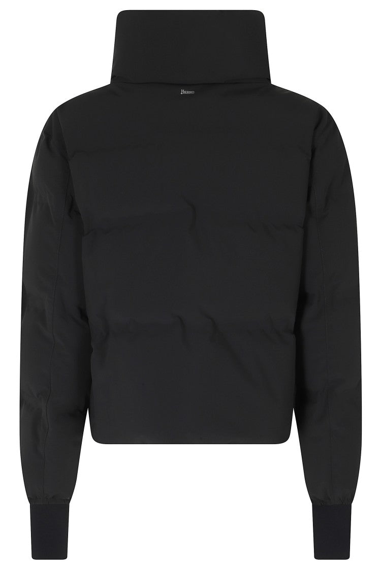 Herno Black High Neck Double-Slider Zip Polyamide Jacket