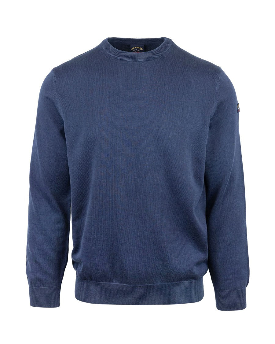 Paul & Shark Blue Sweater With Stitched Logo Patch