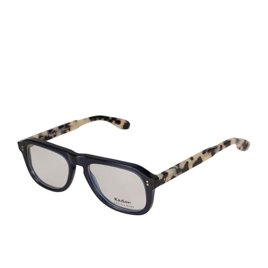 Kador Bravo Rectangular Deep Navy Blue Eyeglasses With Tortoiseshell Temples