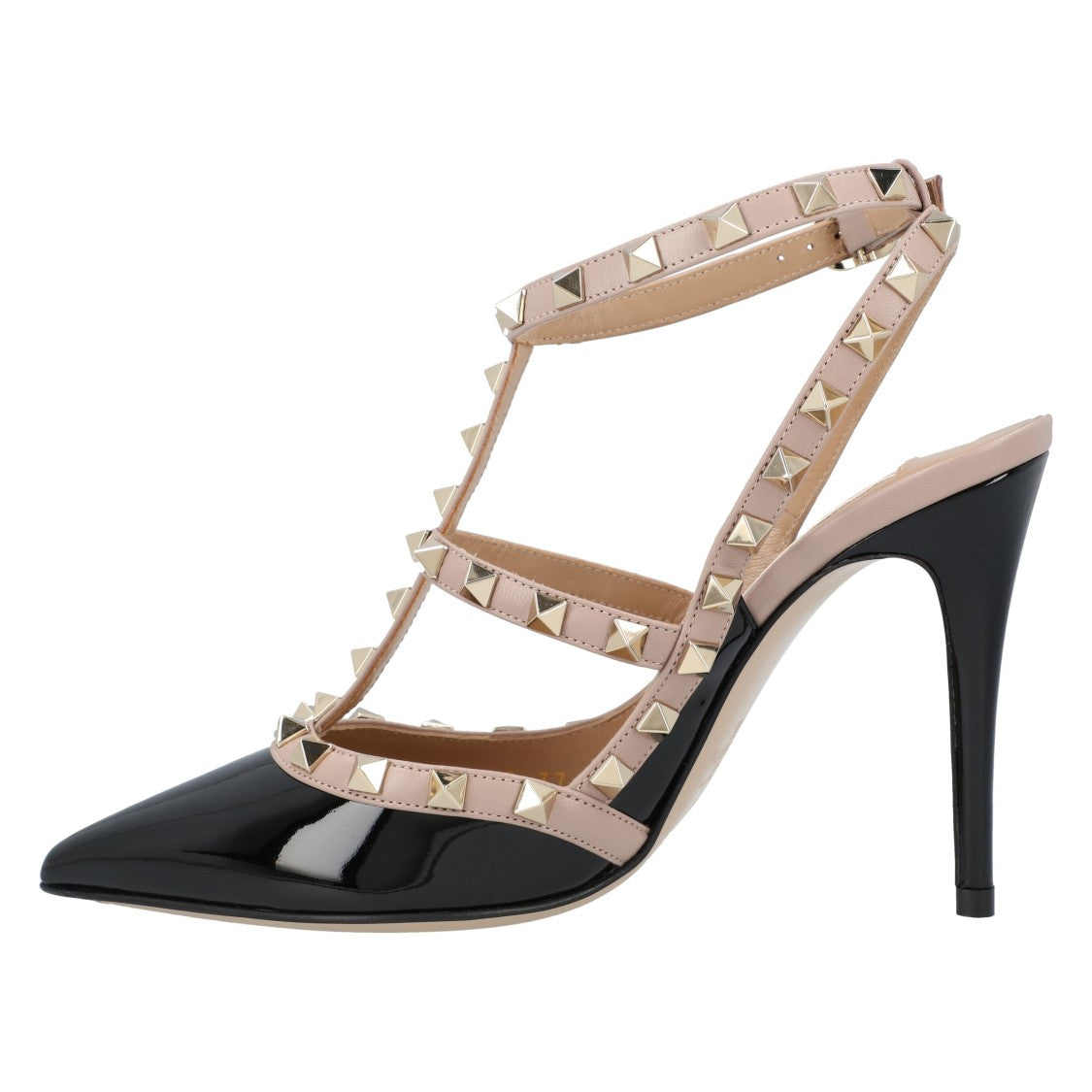 Valentino Black Calfskin Pumps With Gold-Tone Stud Embellishments