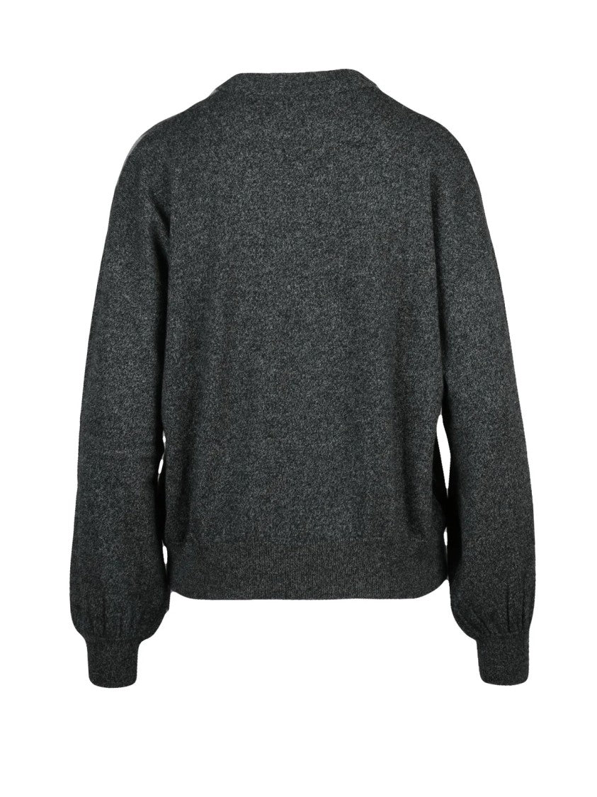 Ballantyne Classic Crew Neck Cashmere Sweater With Puff Sleeves And Argyle Pattern