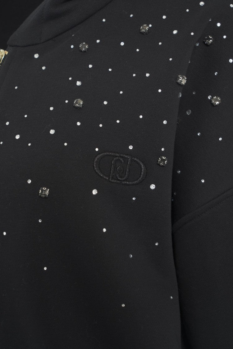 Liu Jo Hooded Sweatshirt With Rhinestones