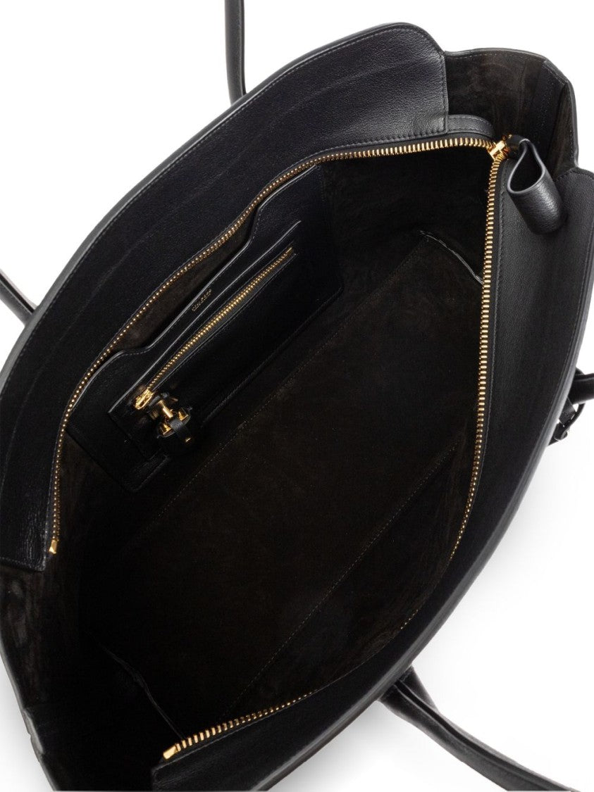 Tom Ford Large Handbag In Hammered Black Leather