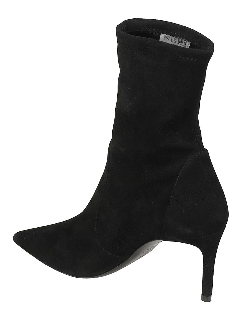 Stuart Weitzman Power 75 Pointed Toe Calf Suede Ankle Boots