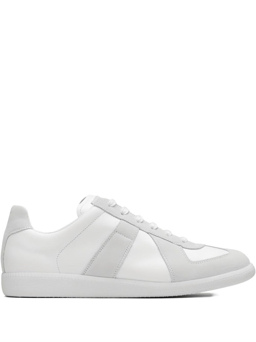 Maison Margiela Calf Leather Low-Profile Sneakers With Suede Accents