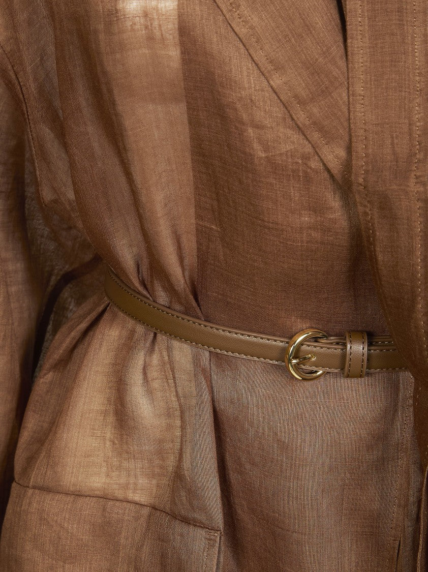 Max Mara Mstfatto Belted Semi-Sheer Ramie Jacket