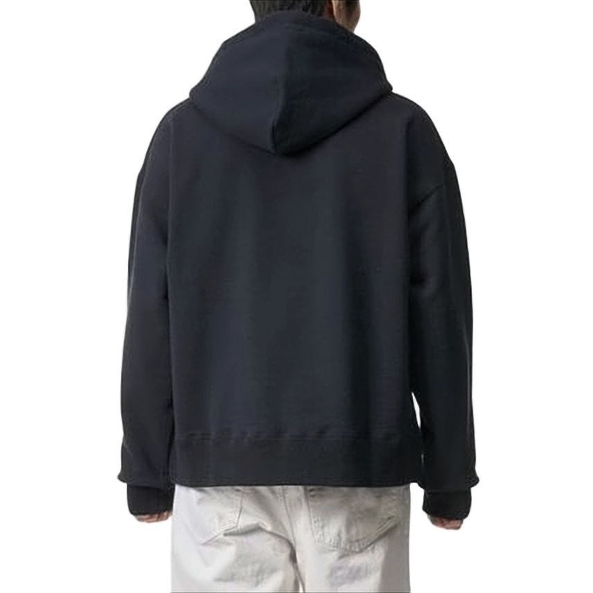 Jil Sander Minimalist Black Hoodie With Contrasting Drawstrings