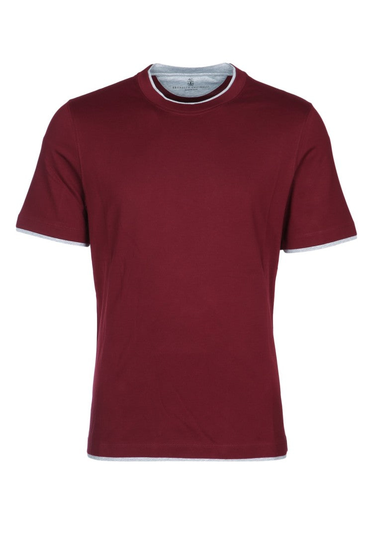 Brunello Cucinelli Crew Neck T-Shirt With Subtle White Trim