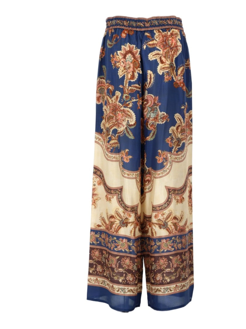 Zimmermann Wide-Leg Silk Pants With Intricate Floral Pattern