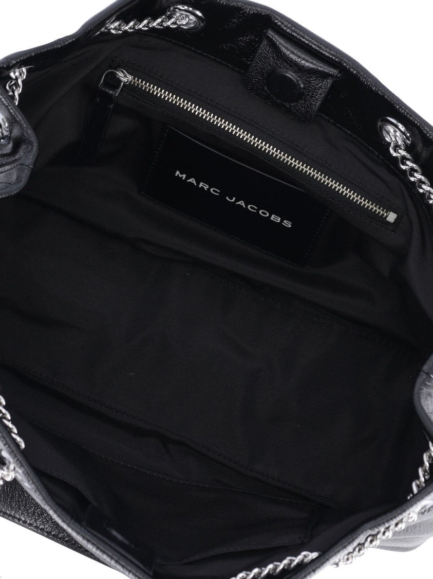 Marc Jacobs Textured Black Handbag With Dual Chain Handles