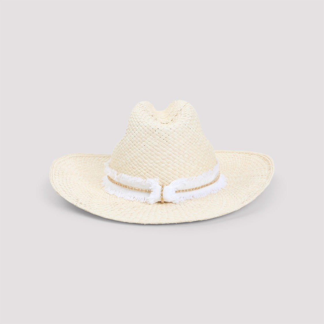 Maison Michel Nude Brimmed Hat With Delicate Fringe Detail