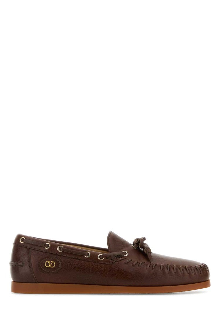 Valentino Garavani Brown Leather Palm Avenue Loafers