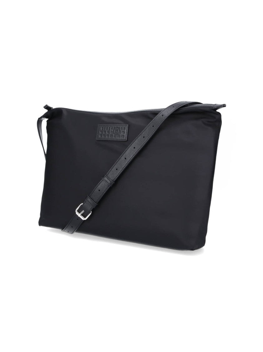 Mm6 By Maison Margiela Black Matte Finish Embossed Crossbody Bag
