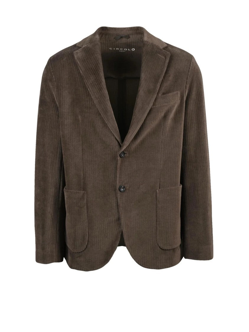 Circolo 1901 Brown Velvet Blazer With Classic Notch Lapel And Tailored Fit