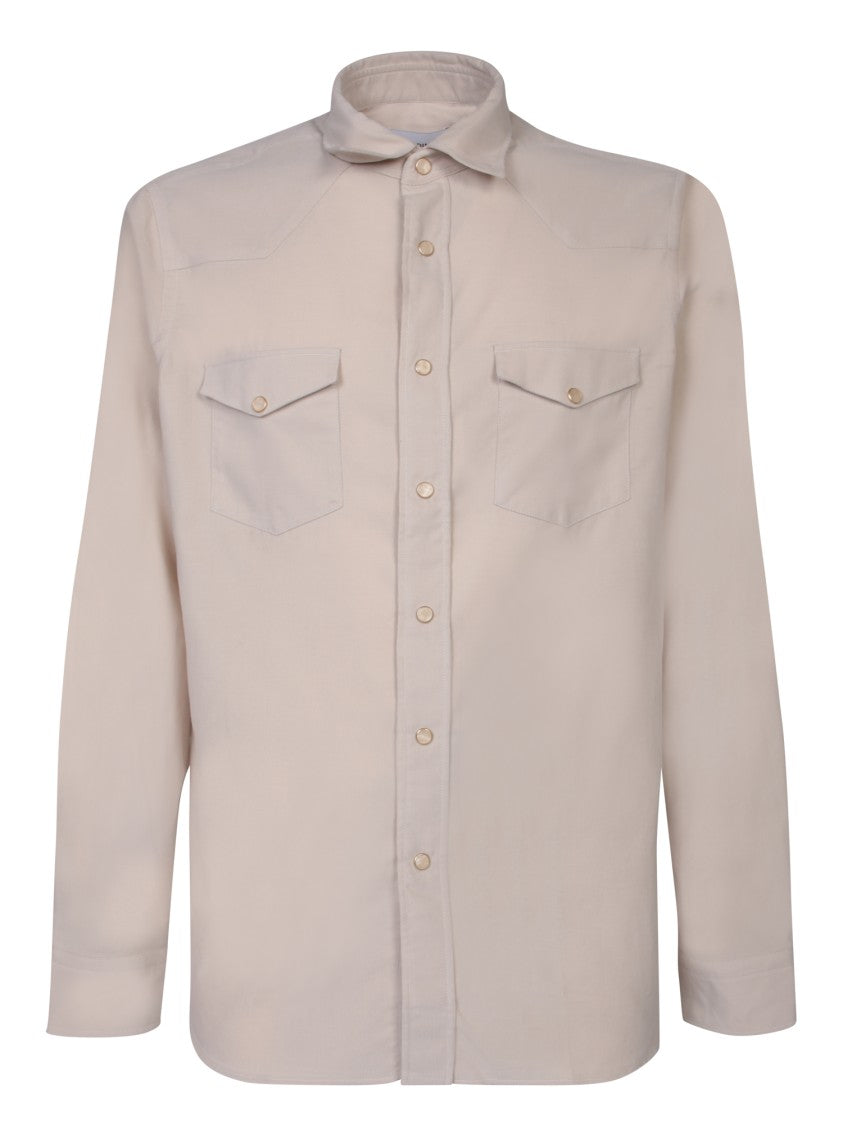 Lardini Classic Cotton Casual Shirt With Western-Inspired Pockets