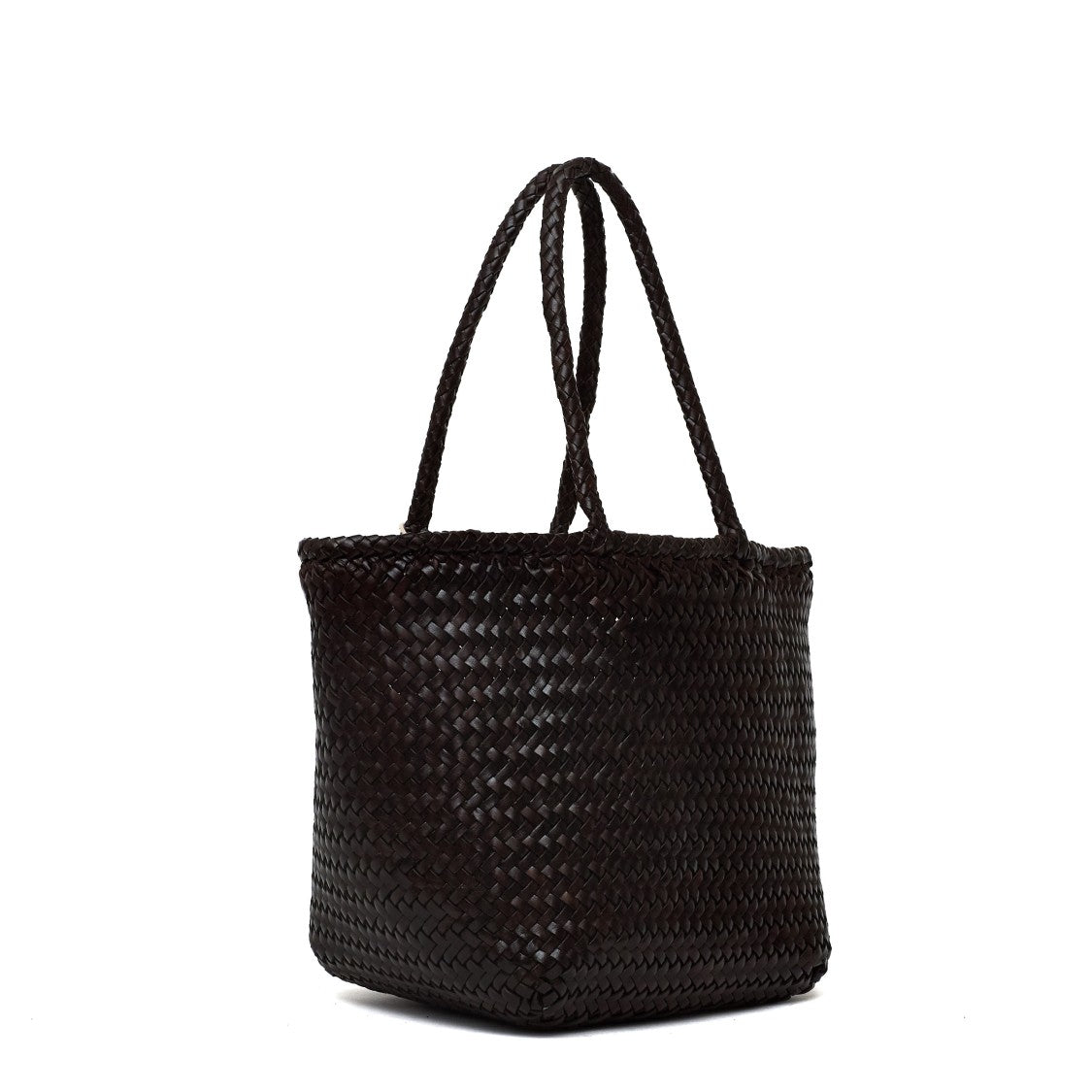 Dragon Diffusion Handwoven Black Buffalo Leather Small Diagonal Jump Basket