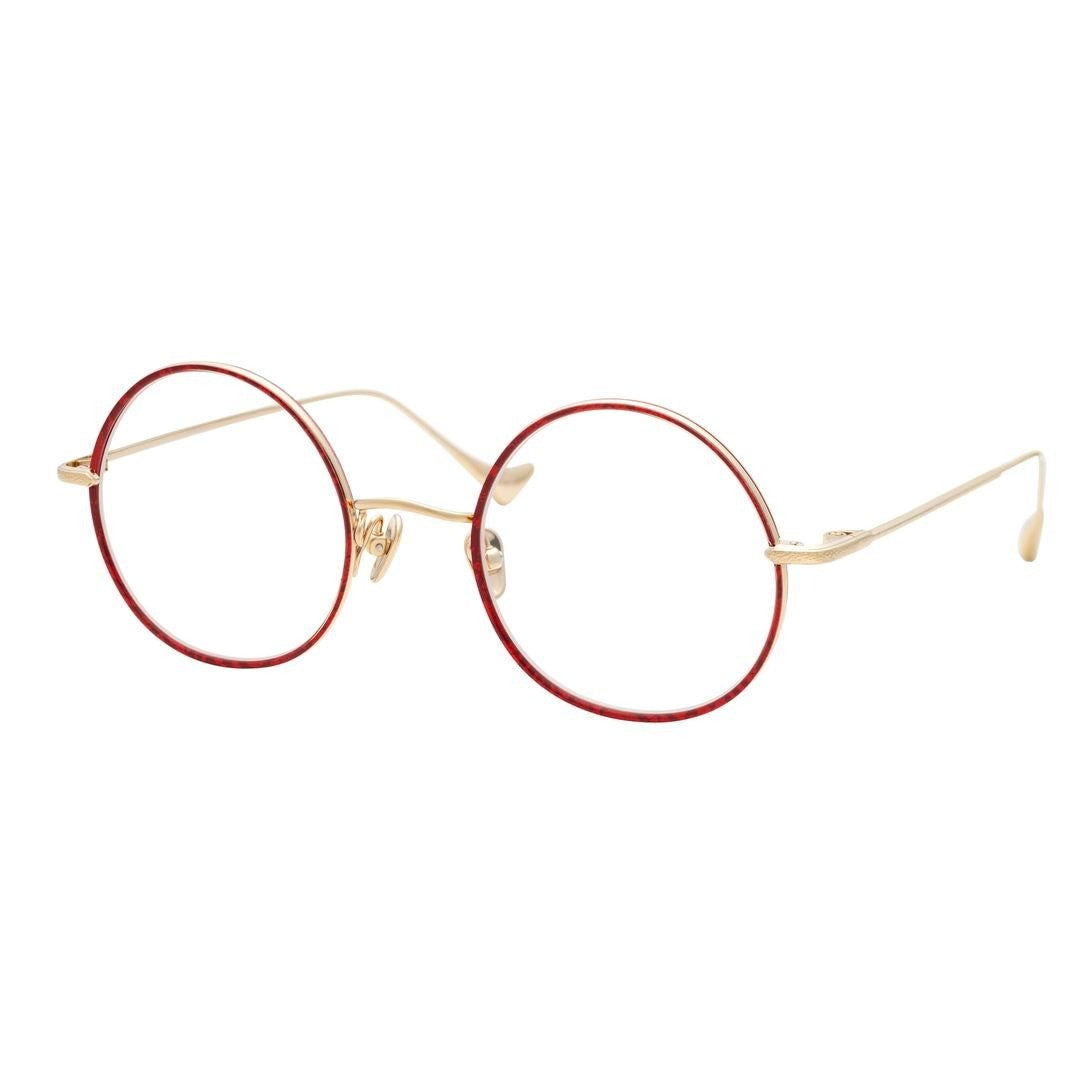 Eque M. Water Blink Ii Delicate Round Metal Frame Sunglasses With Red Accent