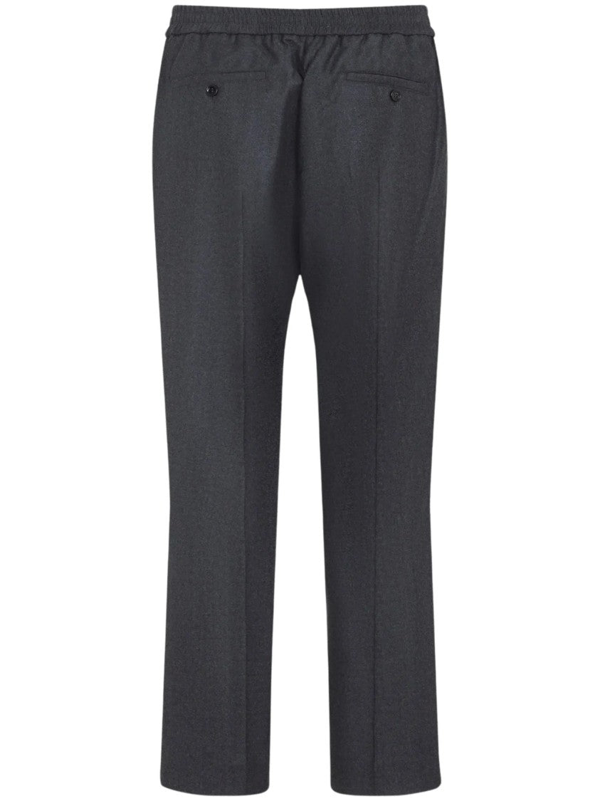 Ami Paris Smooth Wool Elasticated Waist Straight-Leg Pants