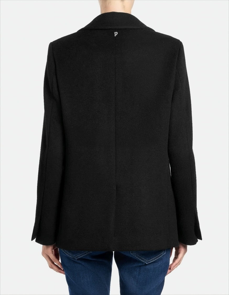 Dondup Double-Breasted Peacoat In Velour Wool Blend