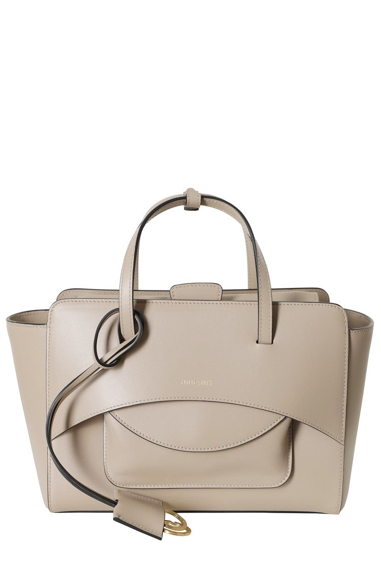 Hidesins Beige Structured Flap M Two-Tone Leather Shoulder Bag