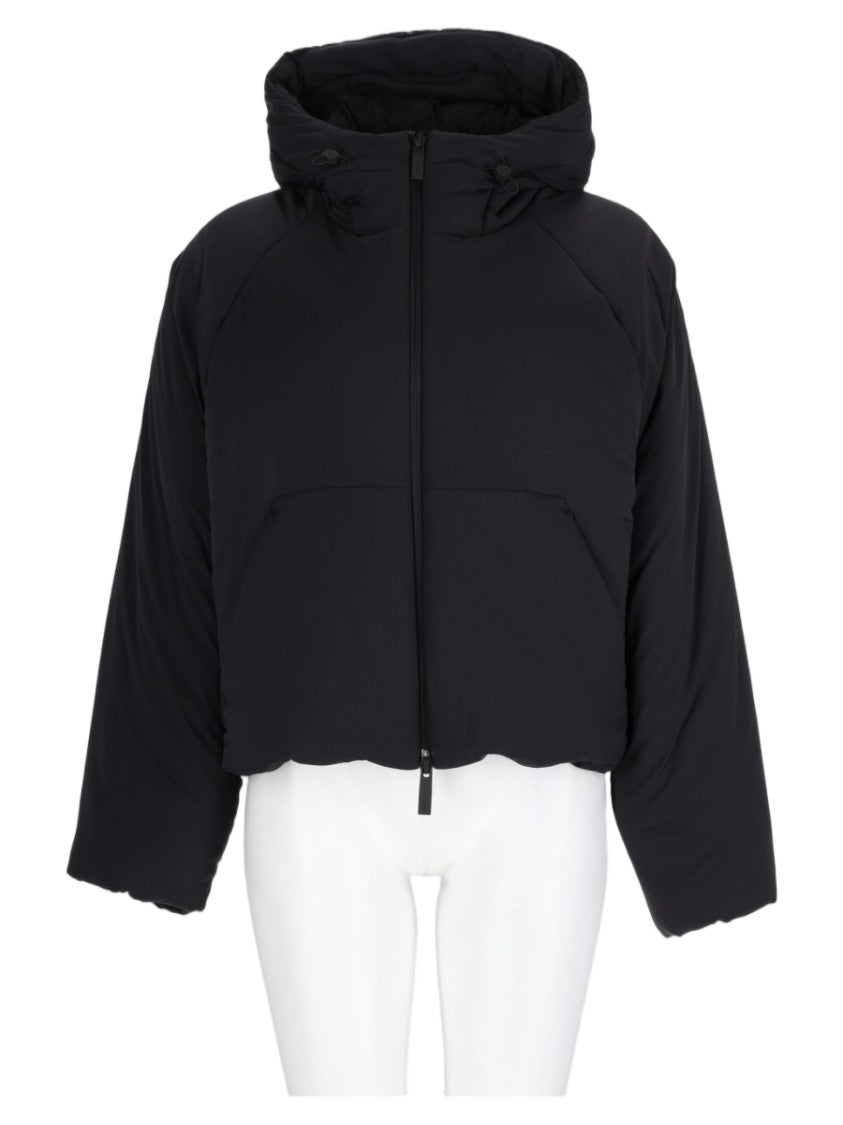 Laminar Black High-Collar Cropped Down Jacket