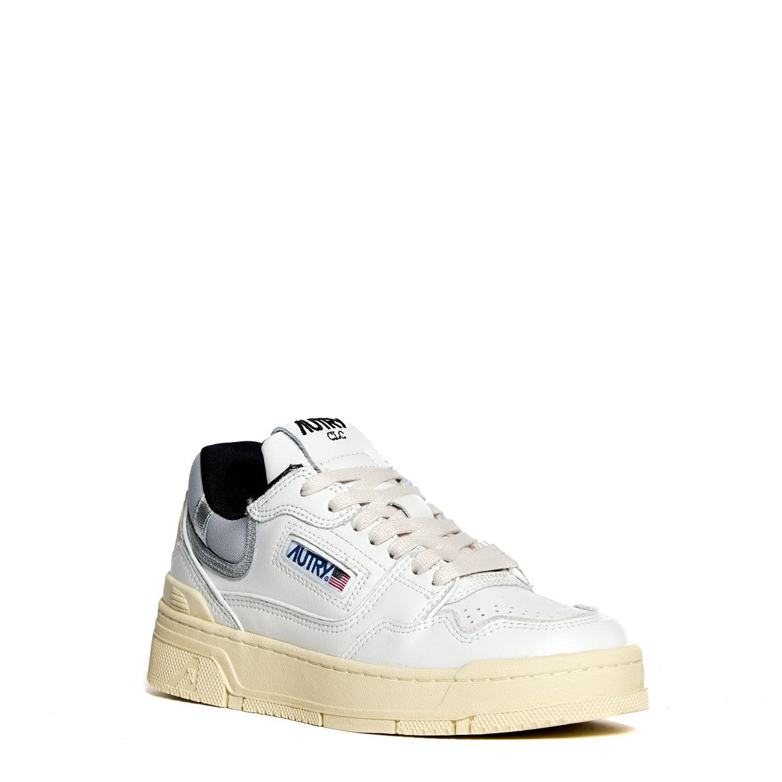 Autry Chic White And Silver Sneakers With Chunky Sole