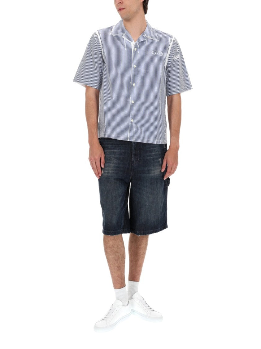 Diesel Neutrals Vertical Stripes Boxy Shirt