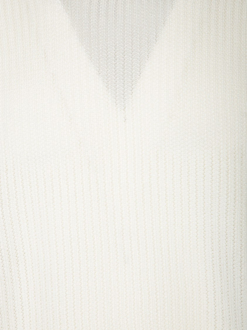 Dell'oglio Textured Knit White T-Shirt