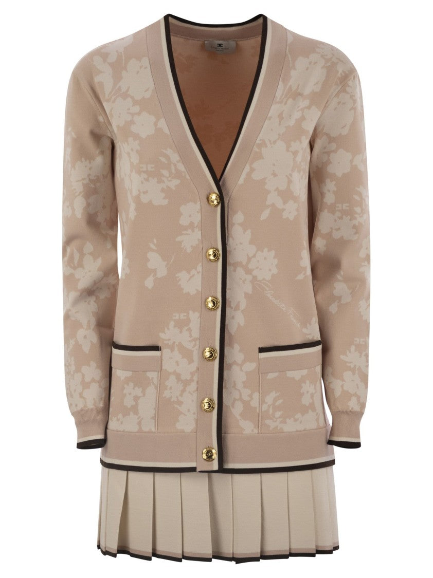 Elisabetta Franchi Knitted Dress In Floral Jacquard