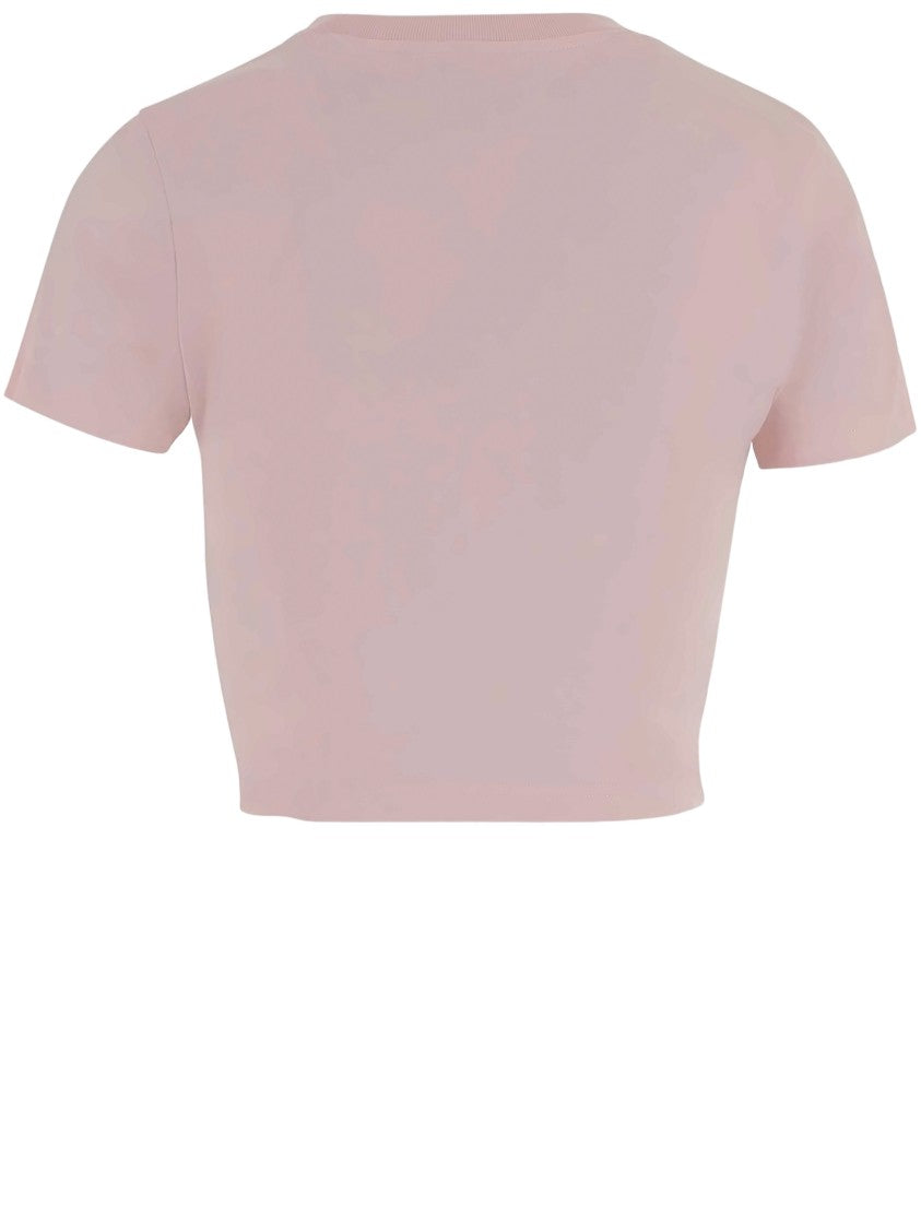 Casablanca Cropped Cotton T-Shirt With Floral Graphic