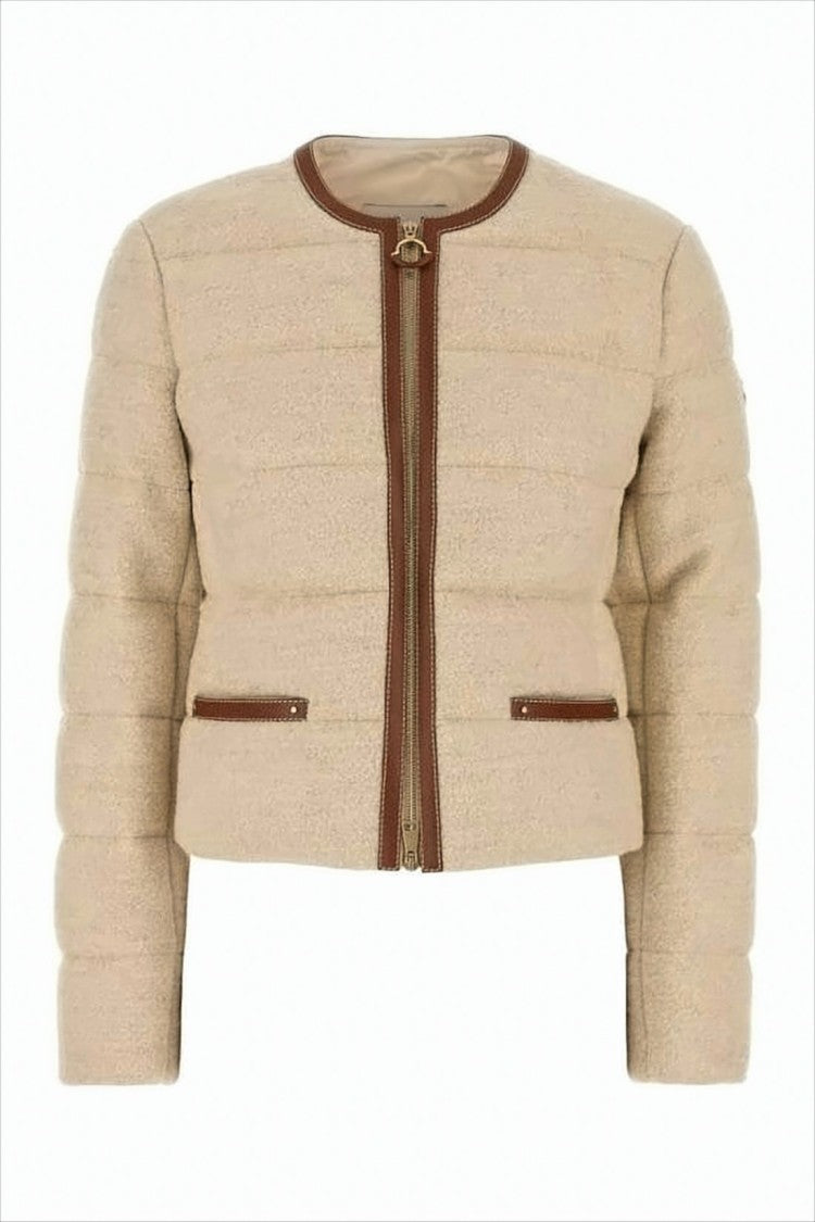 Moncler Cropped Quiltedjacket With Premium Wool And Down Insulation