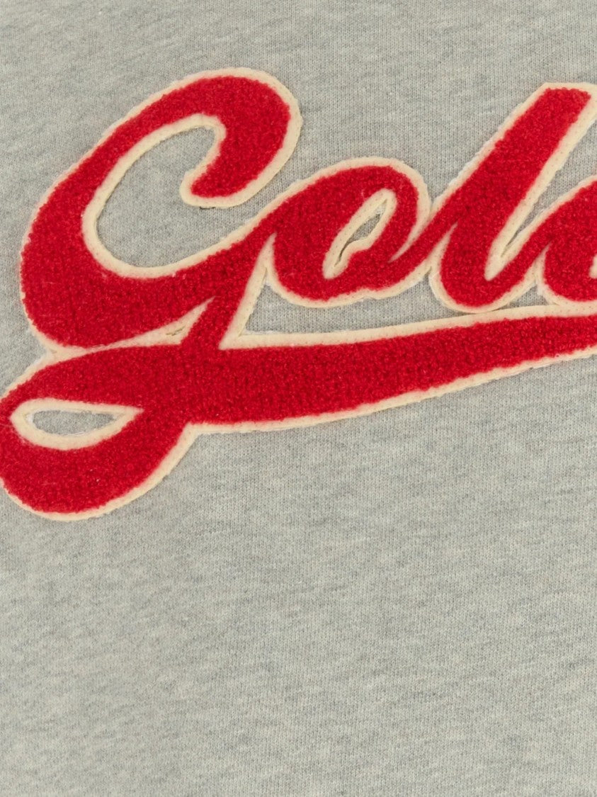 Golden Goose Oversized Grey Crewneck Sweatshirt With Bold Embroidery