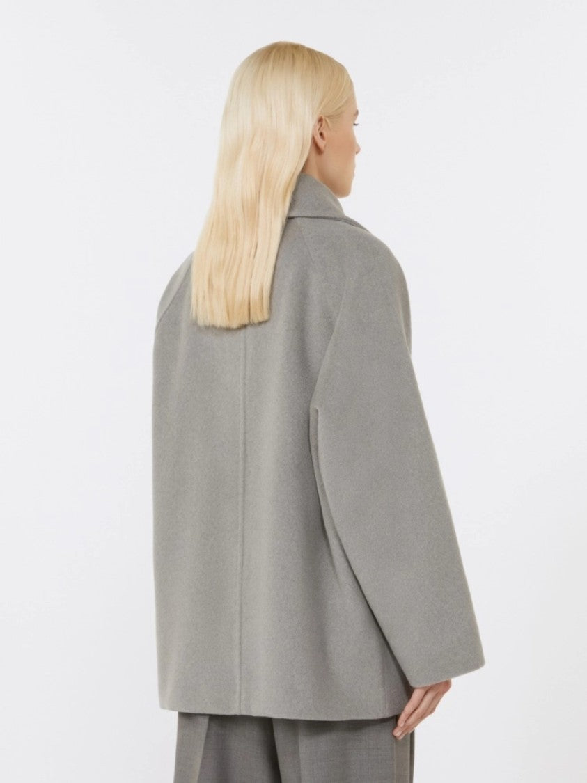 Max Mara Light Grey Double-Breasted Max Mara Coat